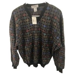 Tricots St Raphael Sweater Men M 100% Wool NEW Argyle Diamond Classicore